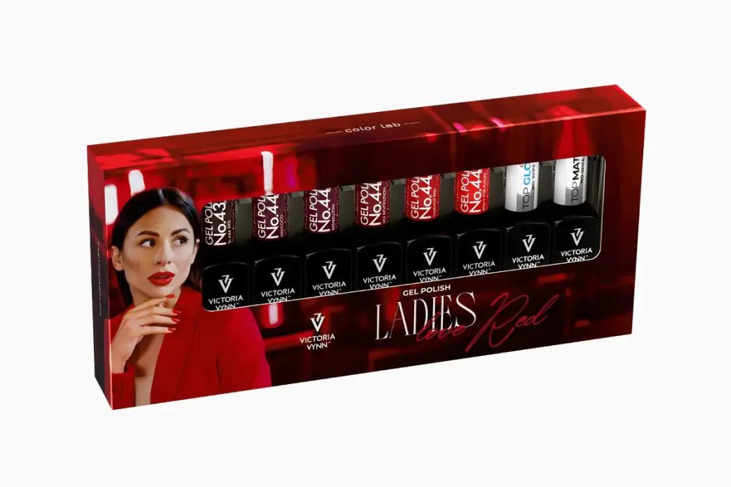 GEL POLISH Ladies Love Red + GEL POLISH TOP Matte 8 ml + GEL POLISH TOP Oh! My Gloss 8 ml
