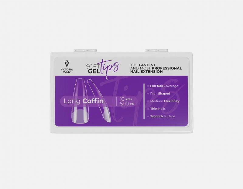 SOFT GEL TIPS - Set with Long Coffin tips